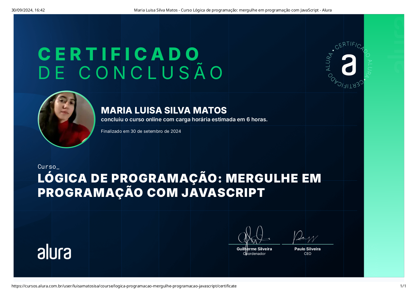 Certificado JavaScript